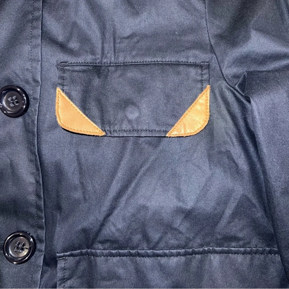 Coach New York Navy Rain Jacket with genuine leather trimming | women’s small - Picture 5 of 10